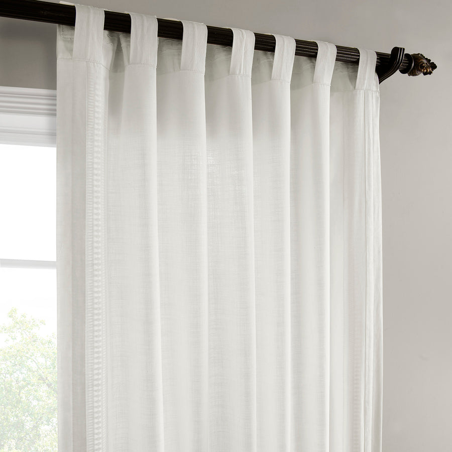 Stony Moasic White Bordered Modern Hampton Textured Cotton Light Filtering Curtain