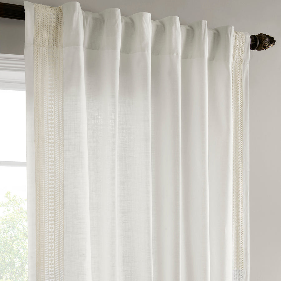 Stony Moasic White Bordered Modern Hampton Textured Cotton Light Filtering Curtain