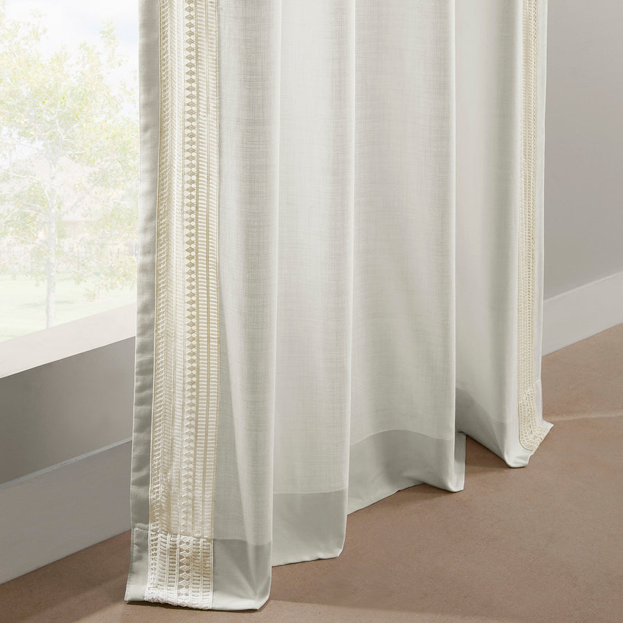 Stony Moasic White Bordered Modern Hampton Textured Cotton Light Filtering Curtain