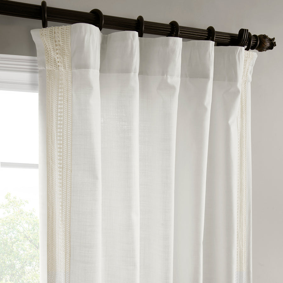 Stony Moasic White Bordered Modern Hampton Textured Cotton Light Filtering Curtain