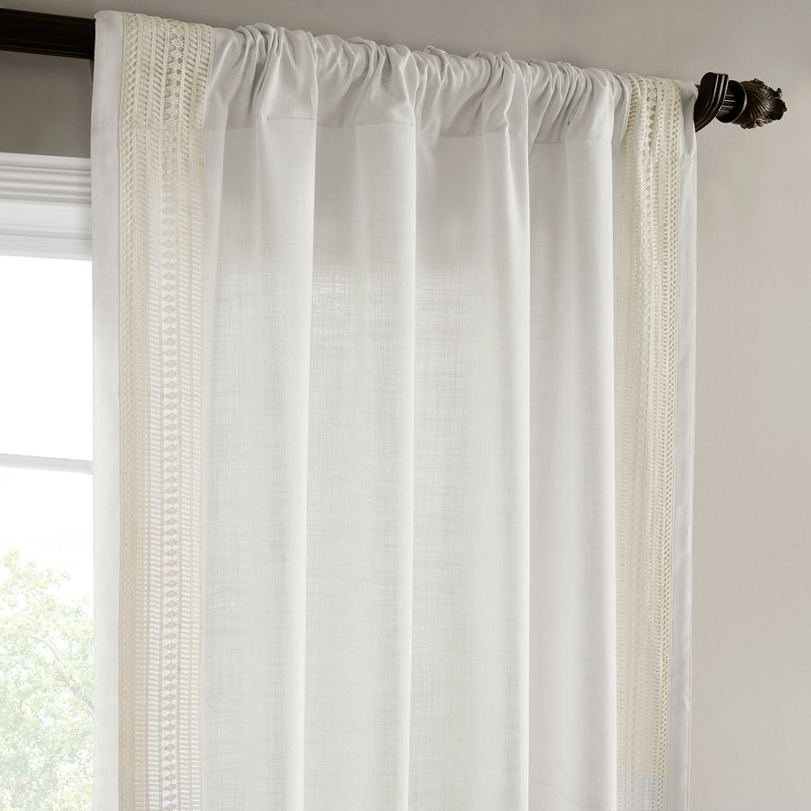 Stony Moasic White Bordered Modern Hampton Textured Cotton Light Filtering Curtain