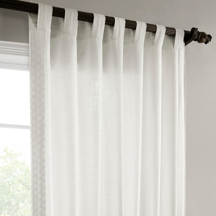 Scalloped White Bordered Modern Hampton Textured Cotton Light Filtering Curtain