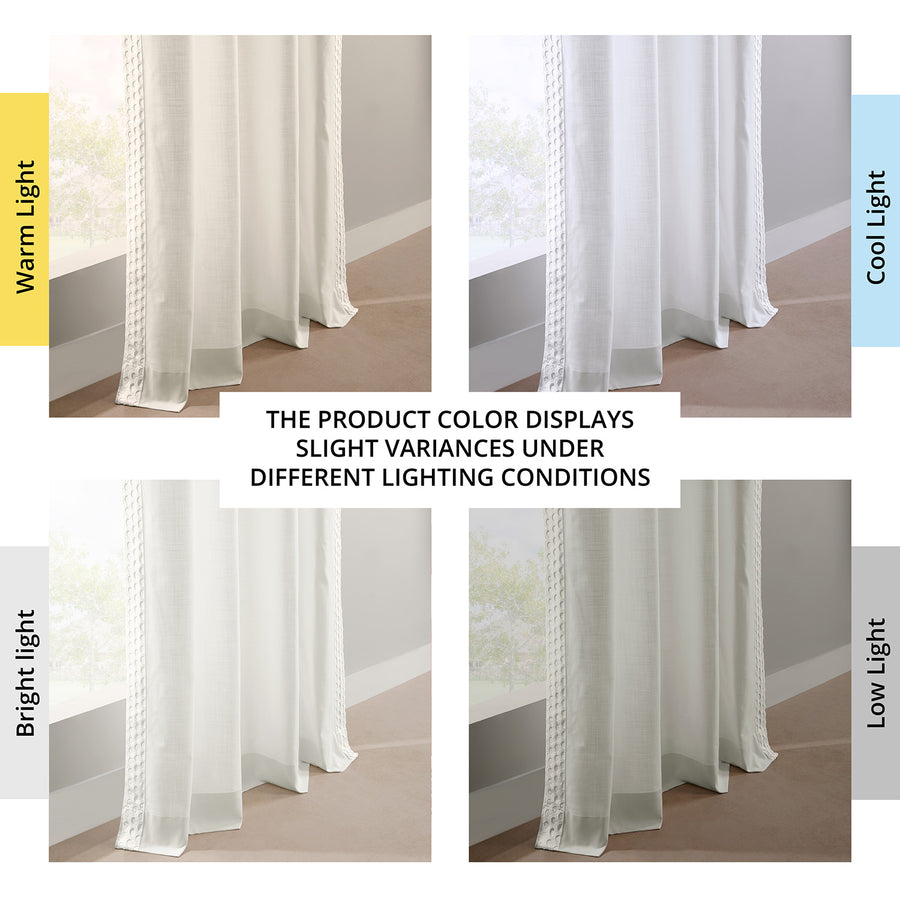 Scalloped White Bordered Modern Hampton Textured Cotton Light Filtering Curtain