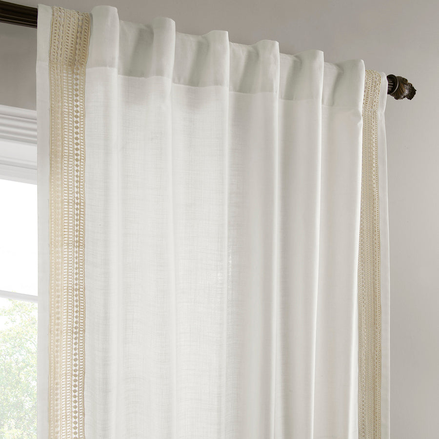 Ridge Lattice White Bordered Modern Hampton Textured Cotton Light Filtering Curtain