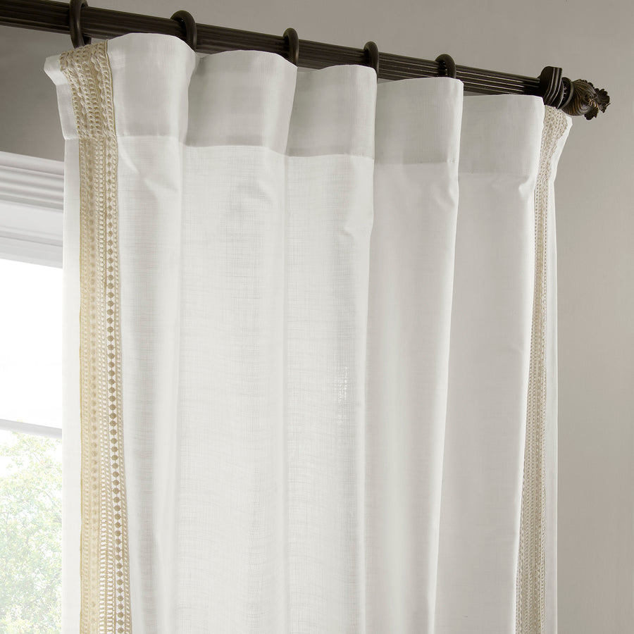 Ridge Lattice White Bordered Modern Hampton Textured Cotton Light Filtering Curtain