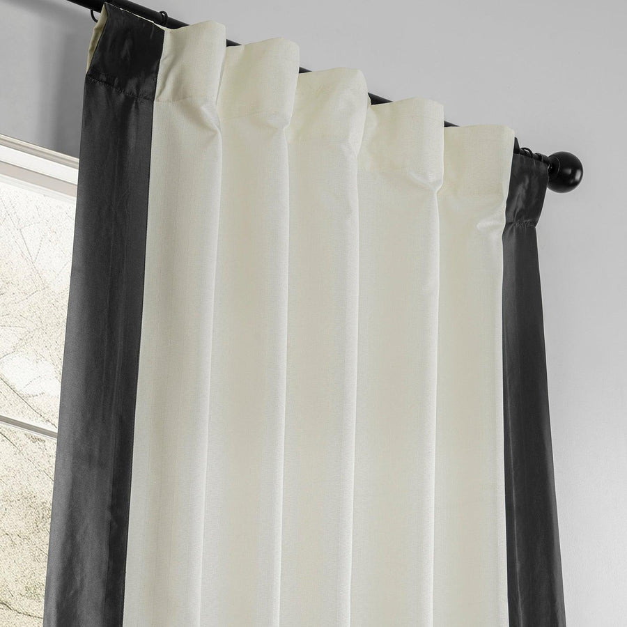 Off-White & Graphite Fresh Pop Dobby Linen Light Filtering Curtain - HalfPriceDrapes.com