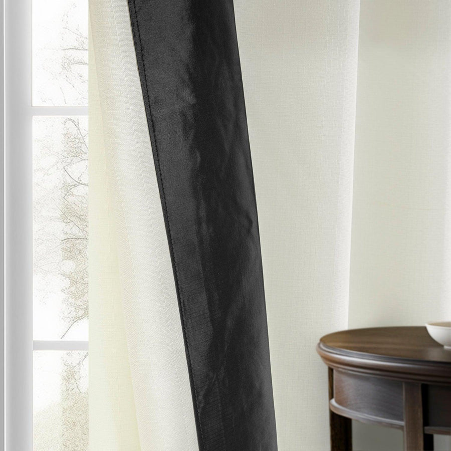 Off-White & Graphite Fresh Pop Dobby Linen Light Filtering Curtain - HalfPriceDrapes.com