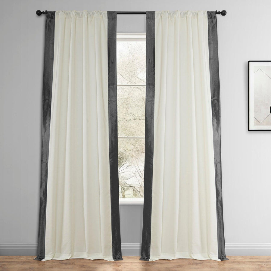 Off-White & Graphite Fresh Pop Dobby Linen Light Filtering Curtain - HalfPriceDrapes.com