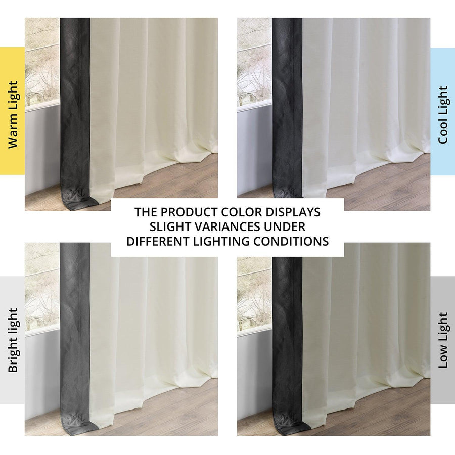 Off-White & Graphite Fresh Pop Dobby Linen Light Filtering Curtain - HalfPriceDrapes.com