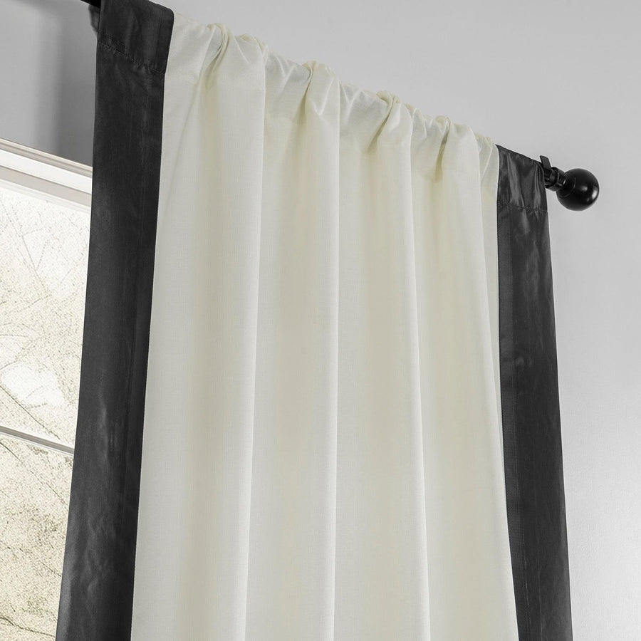 Off-White & Graphite Fresh Pop Dobby Linen Light Filtering Curtain - HalfPriceDrapes.com