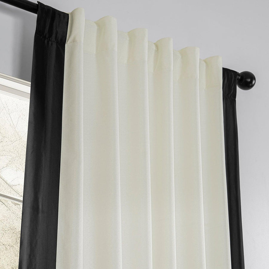 Off-White & Jet Black Fresh Pop Dobby Linen Light Filtering Curtain - HalfPriceDrapes.com