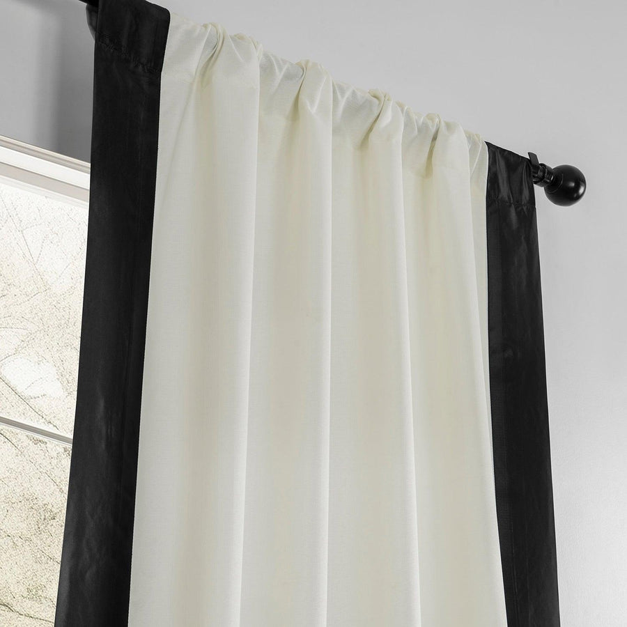 Off-White & Jet Black Fresh Pop Dobby Linen Light Filtering Curtain - HalfPriceDrapes.com