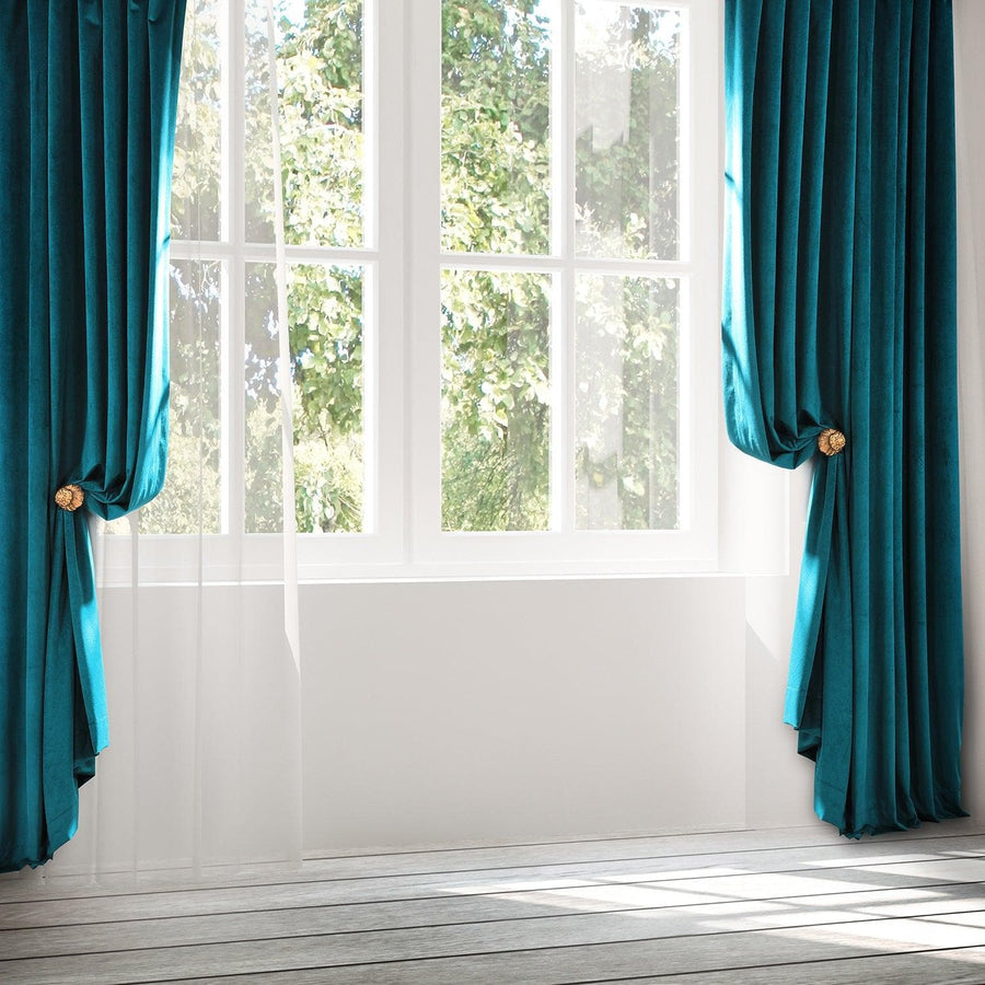 Everglade Teal Signature Velvet Custom Curtain