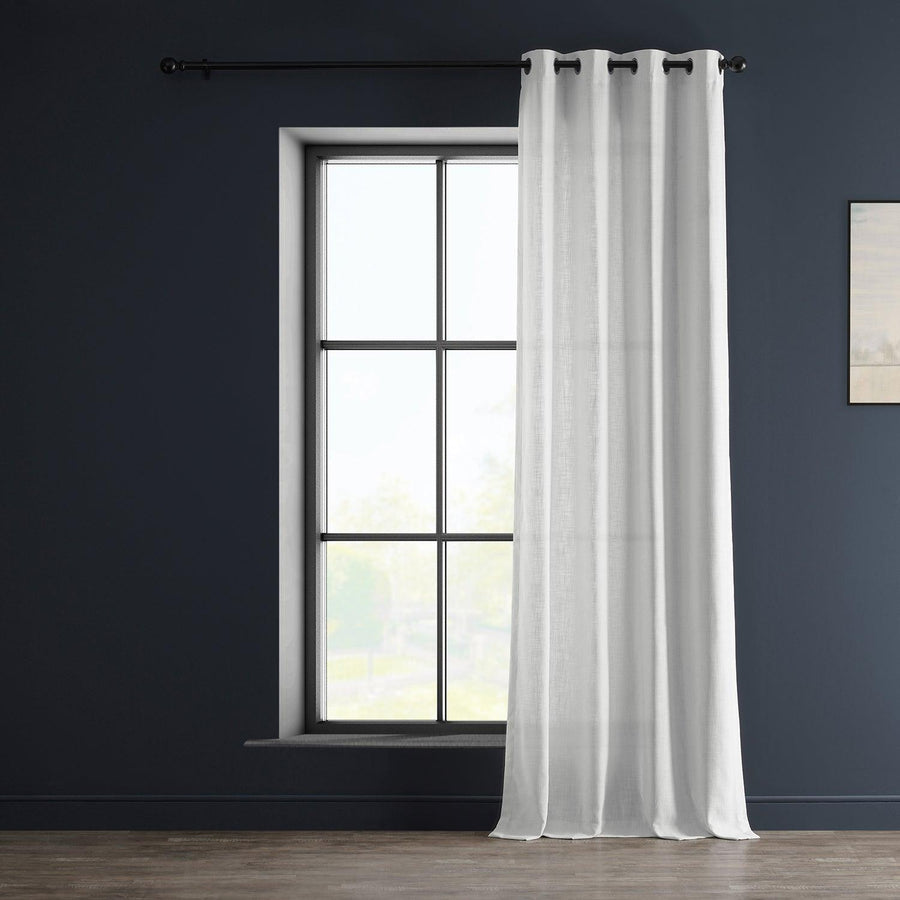 Rice White Grommet Heavy Faux Linen Curtain