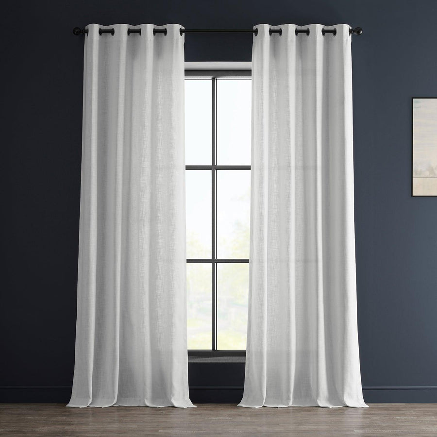 Rice White Grommet Heavy Faux Linen Curtain