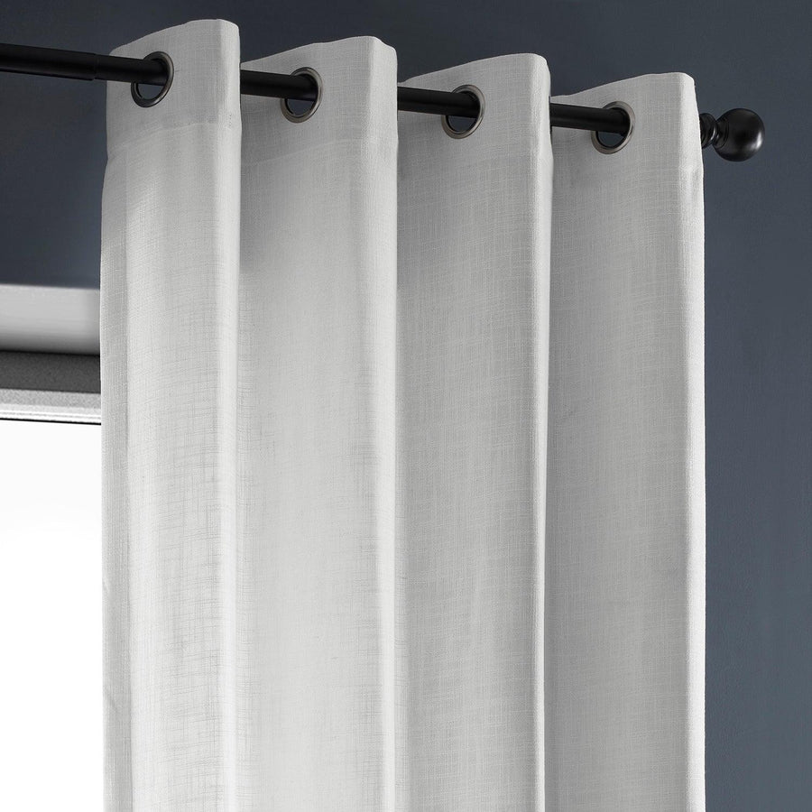 Rice White Grommet Heavy Faux Linen Curtain