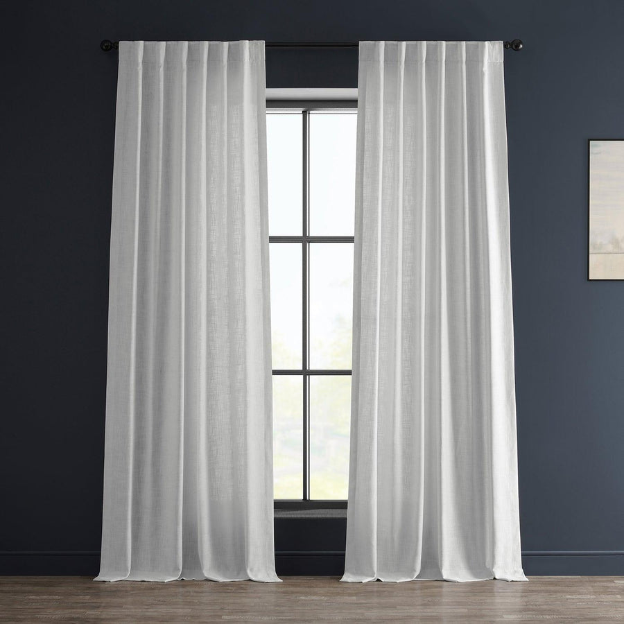 Rice White Heavy Faux Linen Curtain