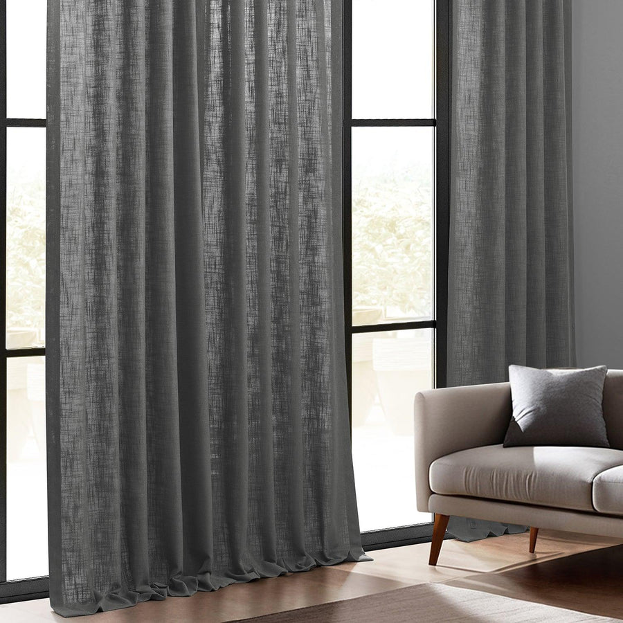 Pewter Grey Heavy Faux Linen Custom Curtain