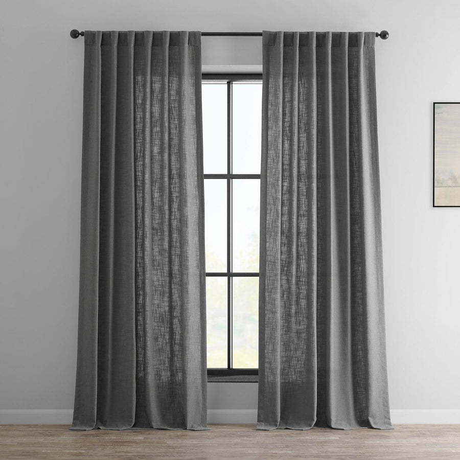 Pewter Grey Heavy Faux Linen Curtain