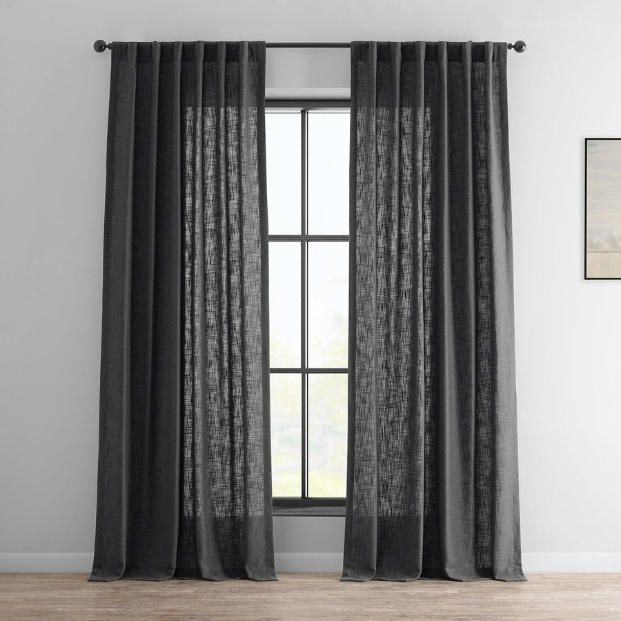 Slate Grey Heavy Faux Linen Curtain