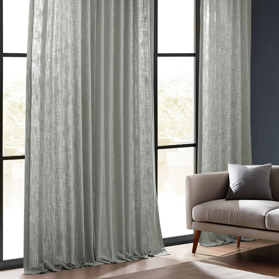 Ash Grey Heavy Faux Linen Custom Curtain