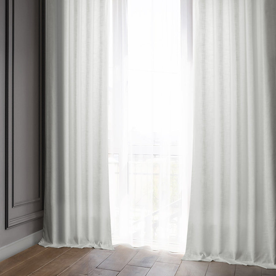 White Classic Faux Linen Custom Curtain