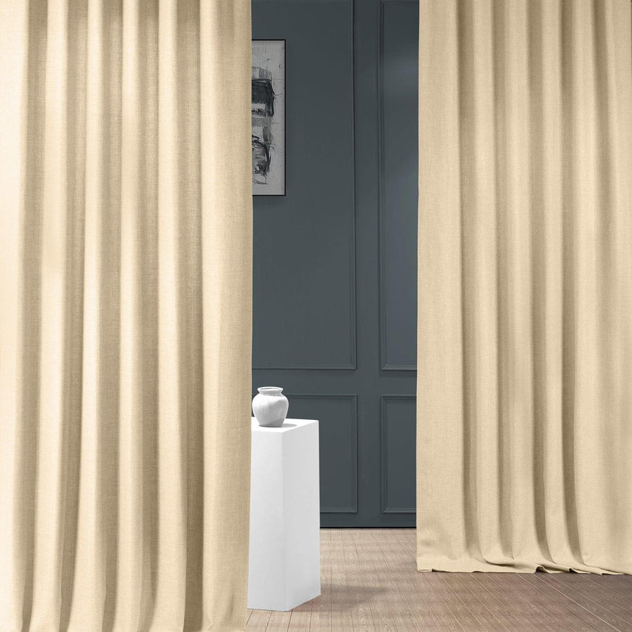 Sepia Tan Italian Faux Linen Custom Curtain