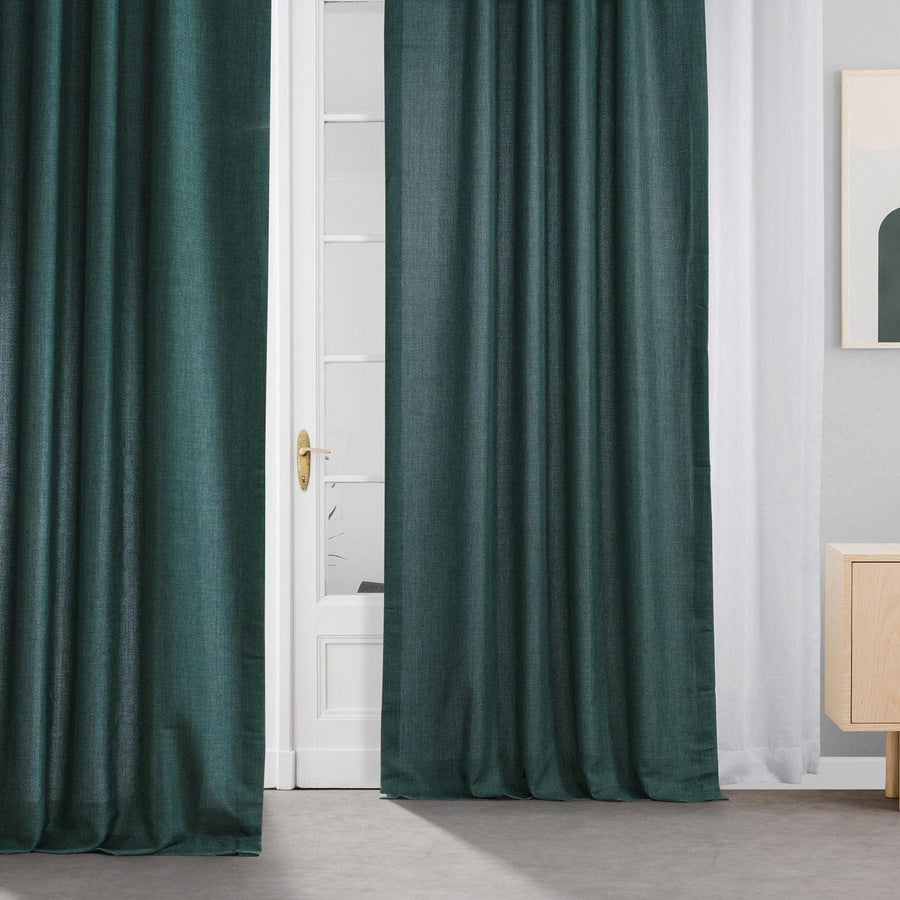 Empire Green Italian Faux Linen Custom Curtain