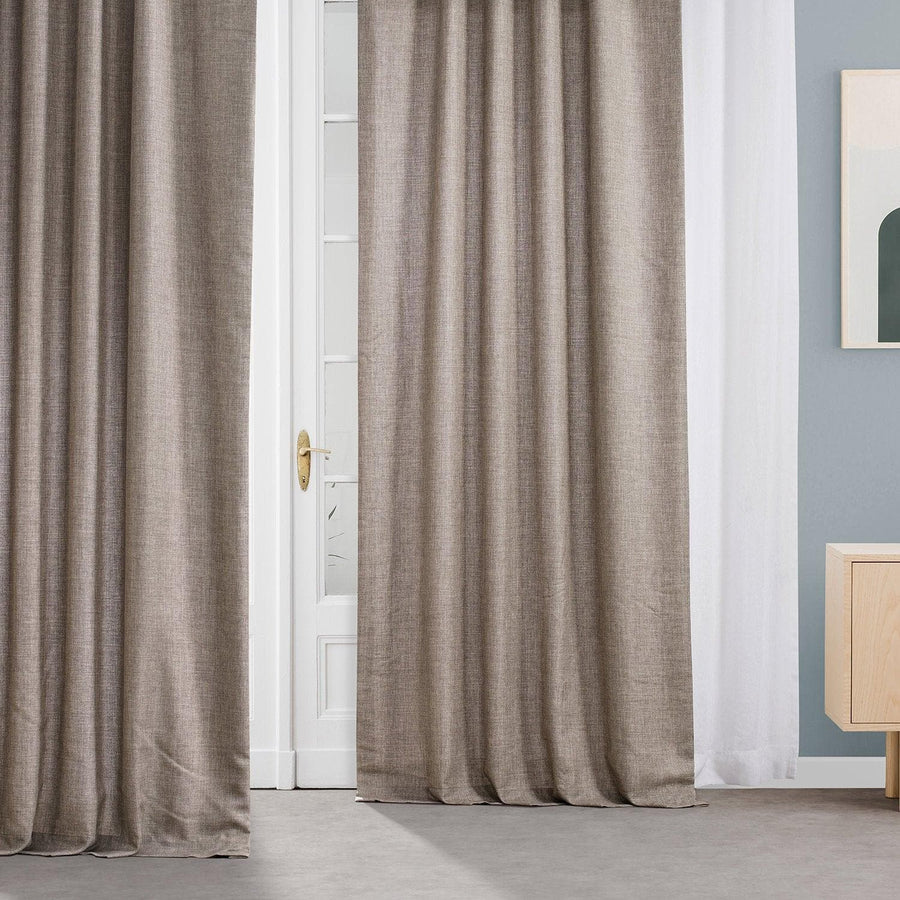 Hummingbird Brown Italian Faux Linen Custom Curtain