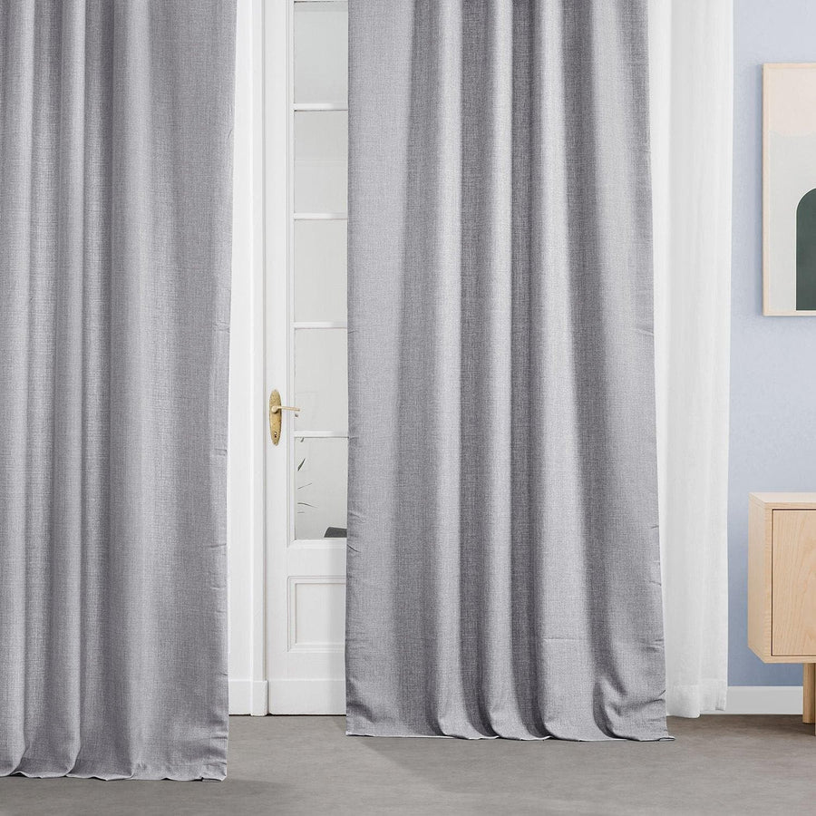 Portrait Grey Italian Faux Linen Custom Curtain