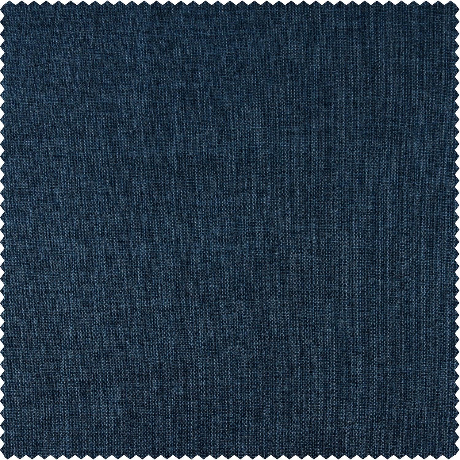 Voyager Blue Faux Linen Hotel Blackout Curtain