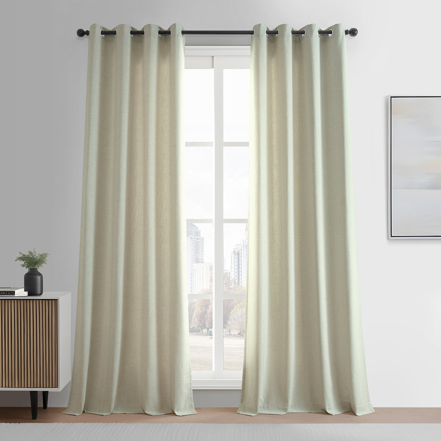 Greige Grommet Simply Faux Linen Curtain Pair (2 Panels)