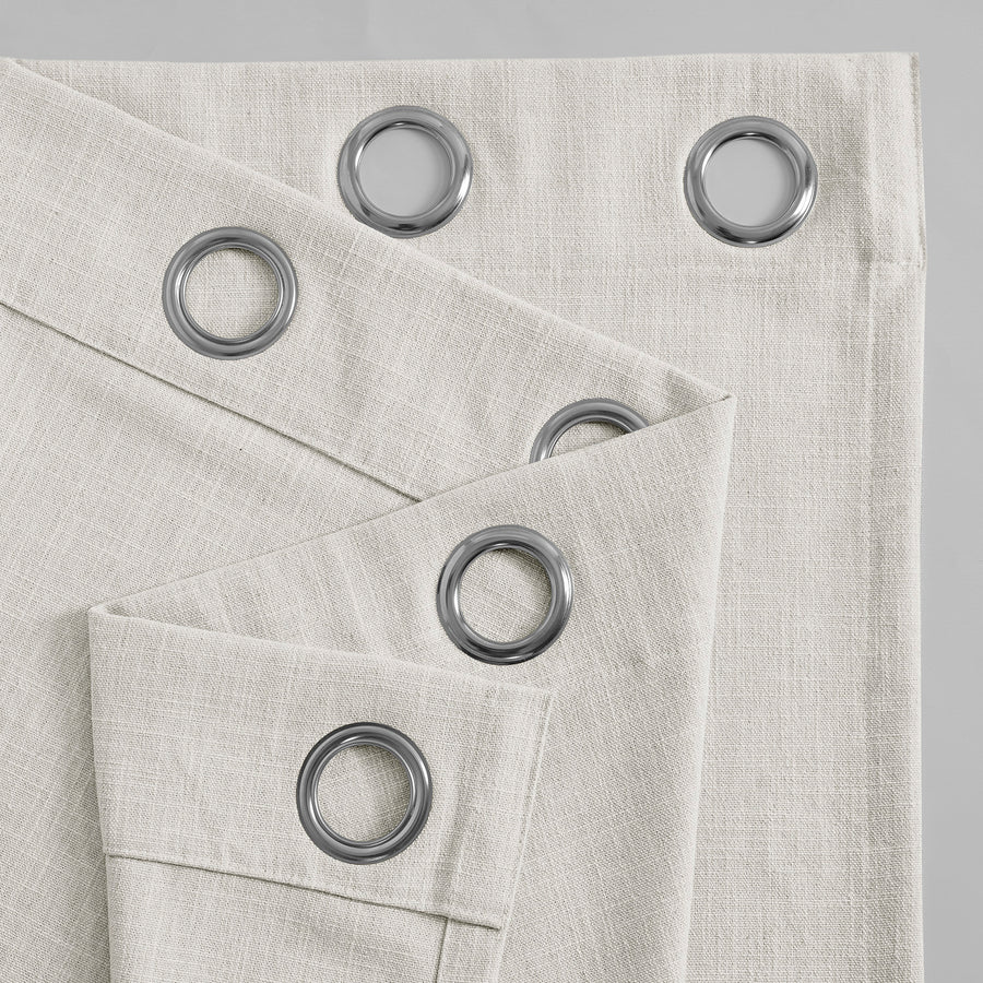 Light Sand Grommet Simply Faux Linen Curtain Pair (2 Panels)