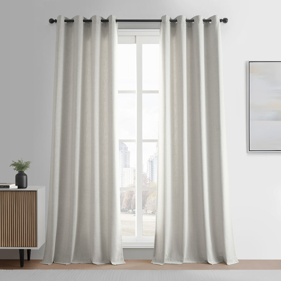 Light Sand Grommet Simply Faux Linen Curtain Pair (2 Panels)