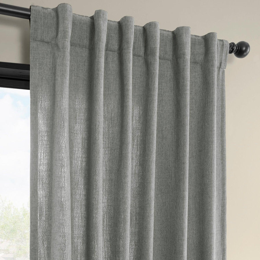 Light Grey Simply Faux Linen Light Filtering Curtain Pair (2 Panels)