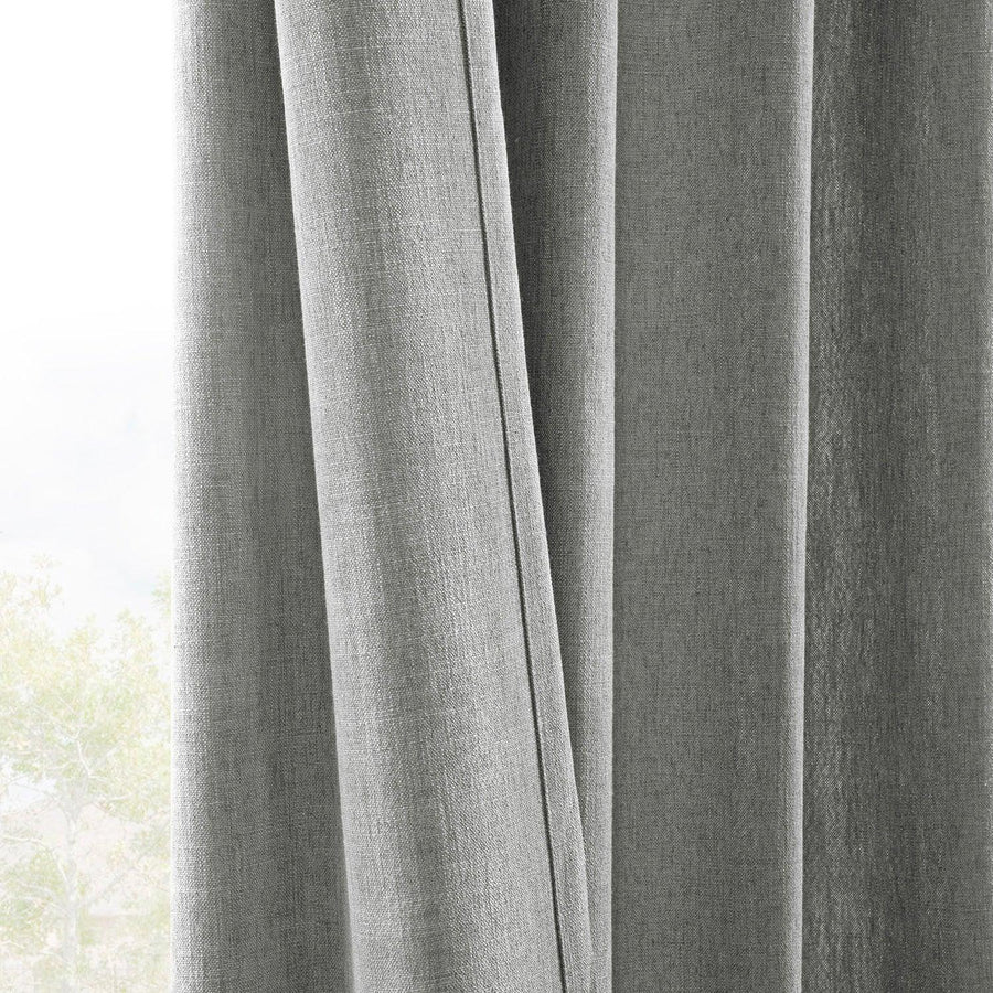 Light Grey Simply Faux Linen Light Filtering Curtain Pair (2 Panels)