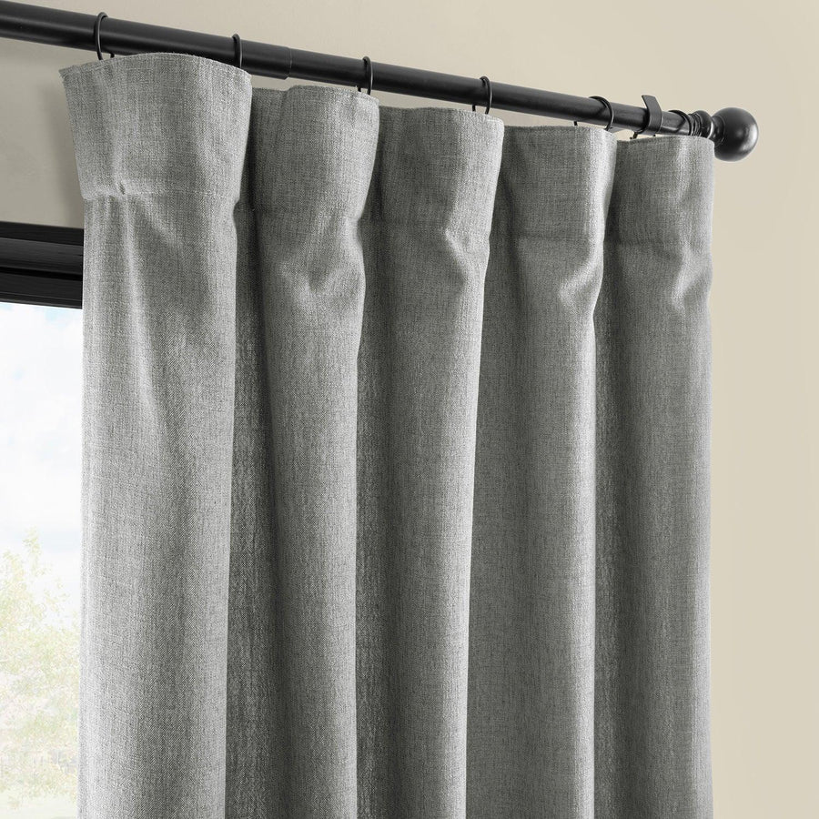 Light Grey Simply Faux Linen Light Filtering Curtain Pair (2 Panels)