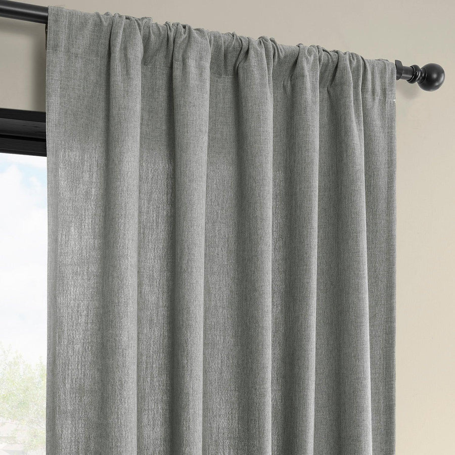 Light Grey Simply Faux Linen Light Filtering Curtain Pair (2 Panels)