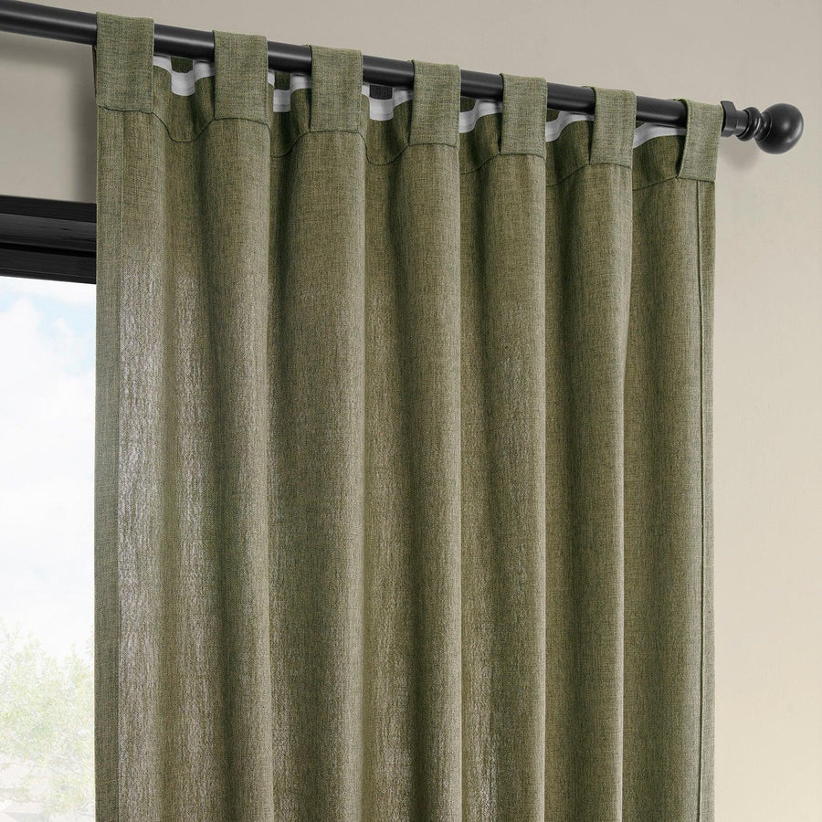 Khaki Green Simply Faux Linen Light Filtering Curtain Pair (2 Panels)