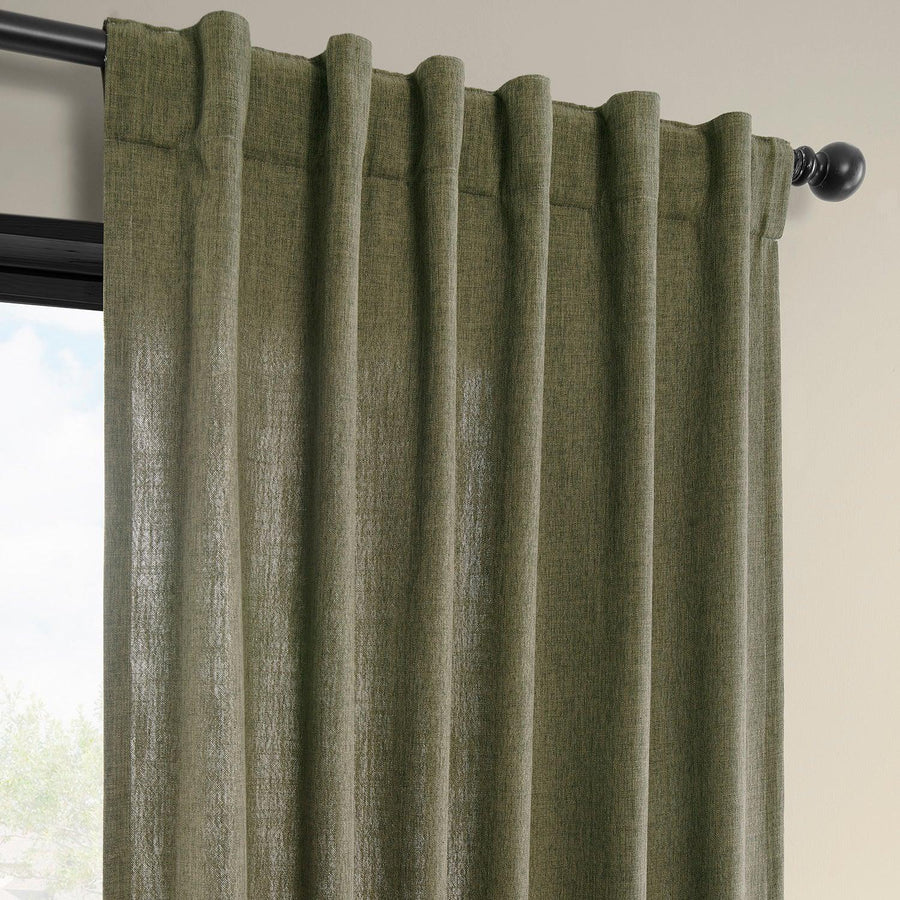 Khaki Green Simply Faux Linen Light Filtering Curtain Pair (2 Panels)