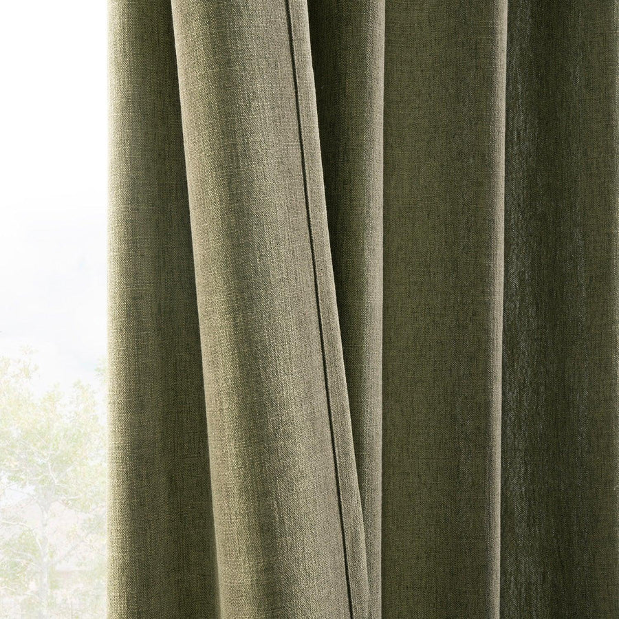 Khaki Green Simply Faux Linen Light Filtering Curtain Pair (2 Panels)