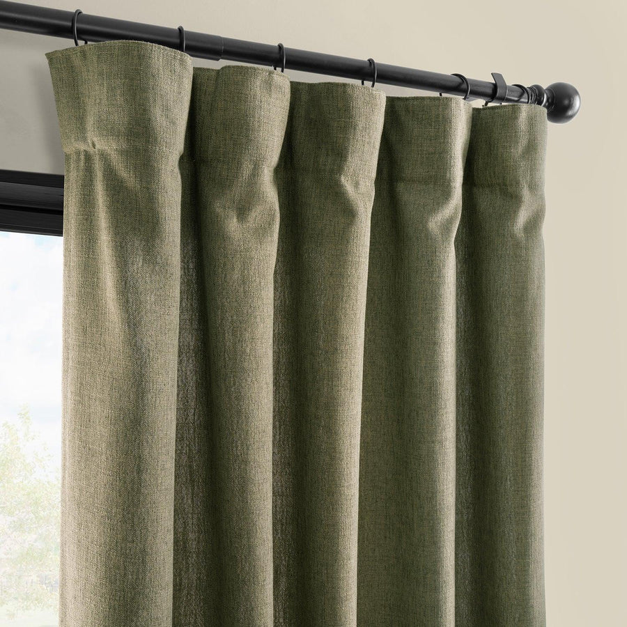 Khaki Green Simply Faux Linen Light Filtering Curtain Pair (2 Panels)