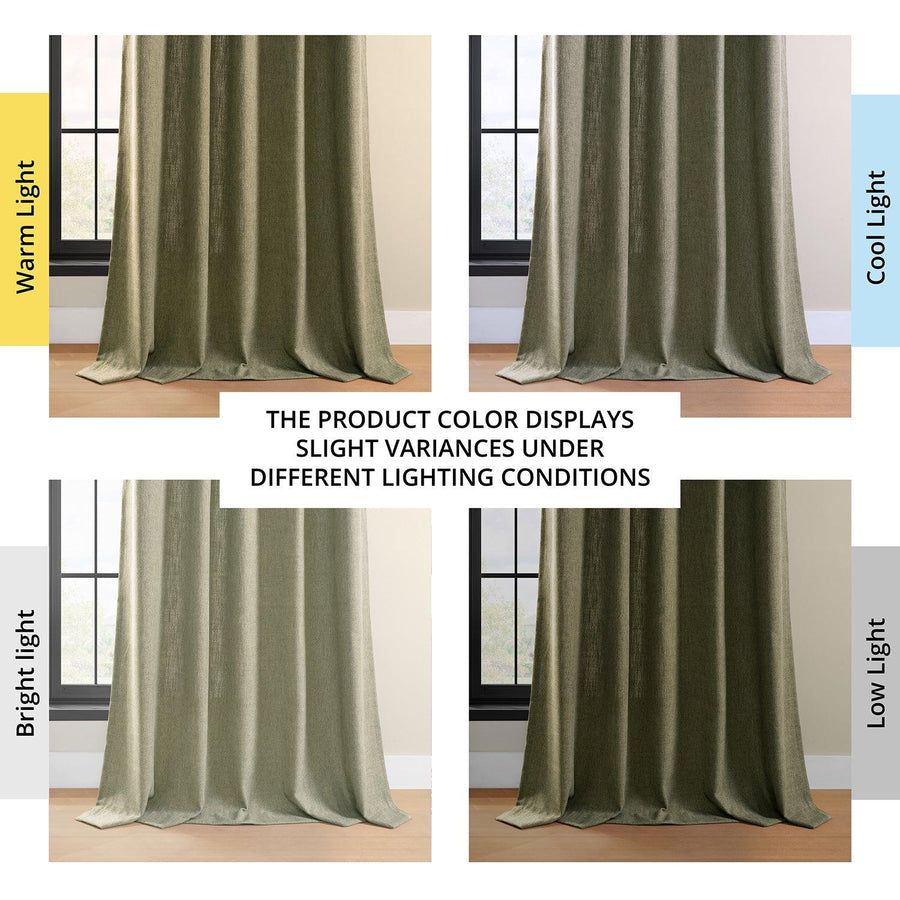 Khaki Green Simply Faux Linen Light Filtering Curtain Pair (2 Panels)