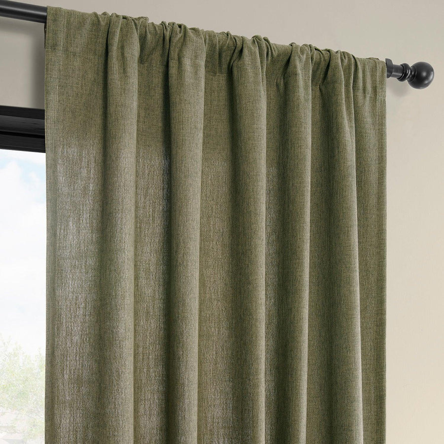 Khaki Green Simply Faux Linen Light Filtering Curtain Pair (2 Panels)