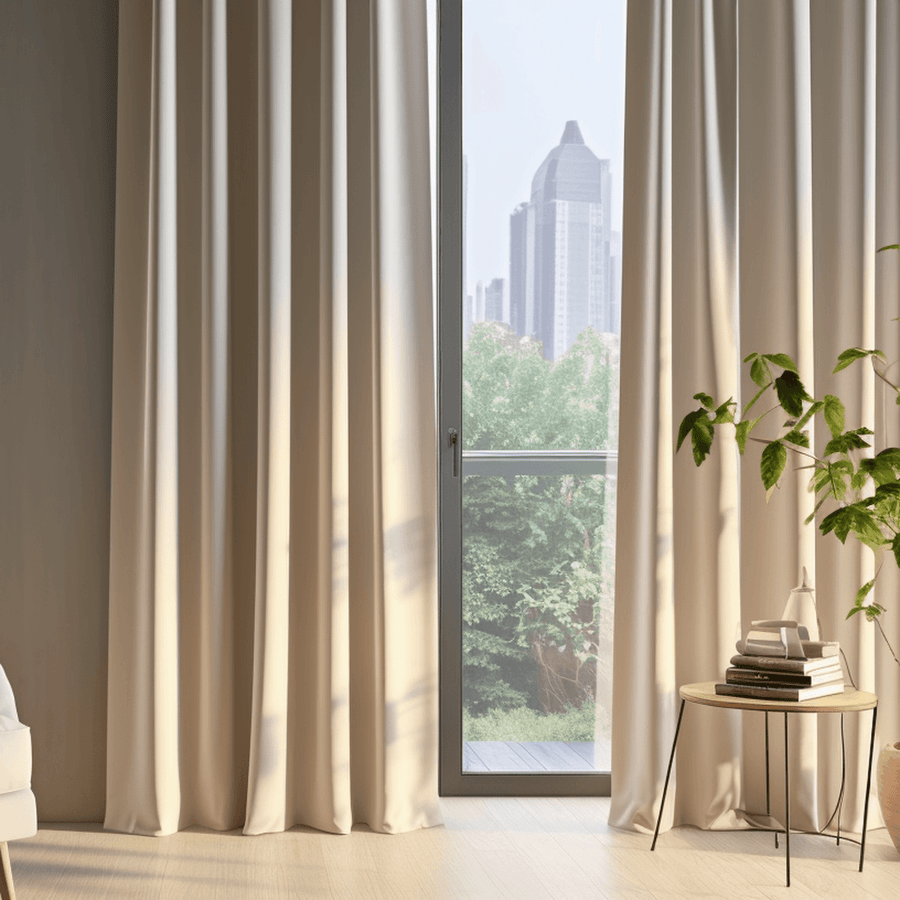 Hazelwood Beige Solid Cotton Custom Curtain