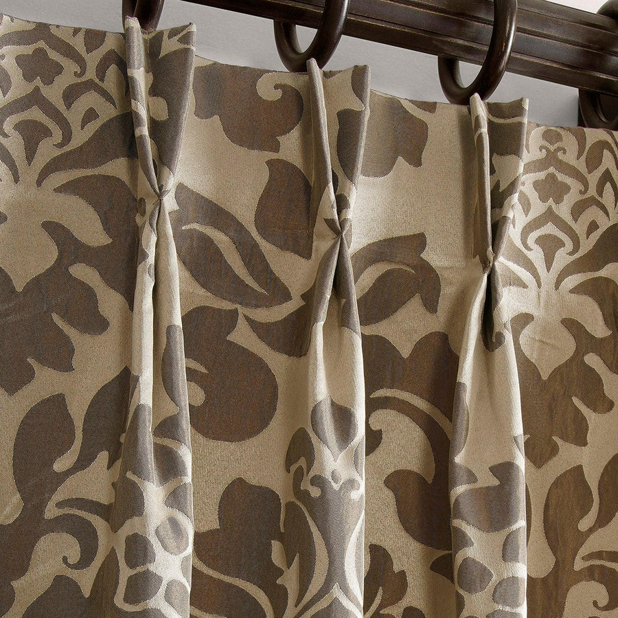 Taupe & Bronze French Pleat Faux Silk Jacquard Room Darkening Curtain - HalfPriceDrapes.com