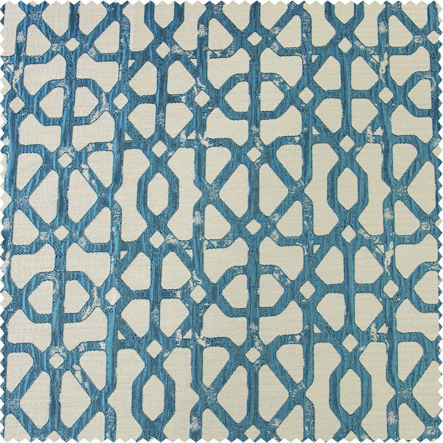 Metro Teal Blue Faux Silk Jacquard Swatch - HalfPriceDrapes.com