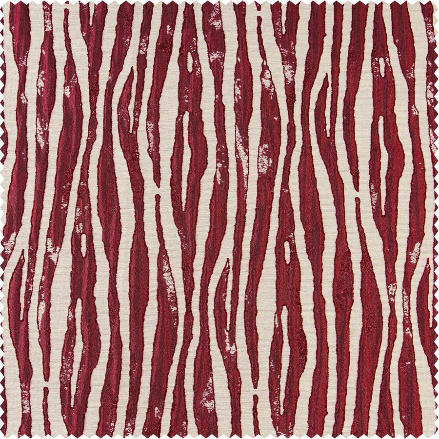 Tiger Stripe Red Faux Silk Jacquard Swatch - HalfPriceDrapes.com