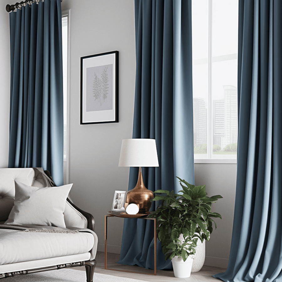 London Blue Heritage Plush Velvet Custom Curtain