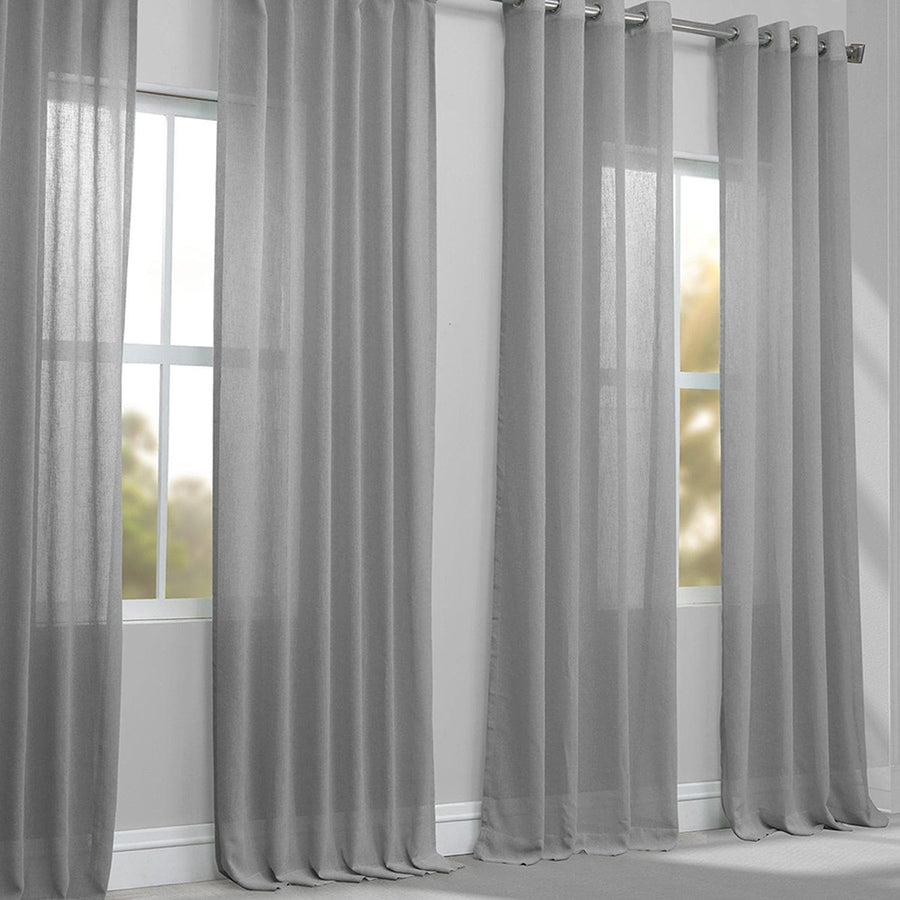 Nickel Textured Faux Linen Sheer Custom Curtain